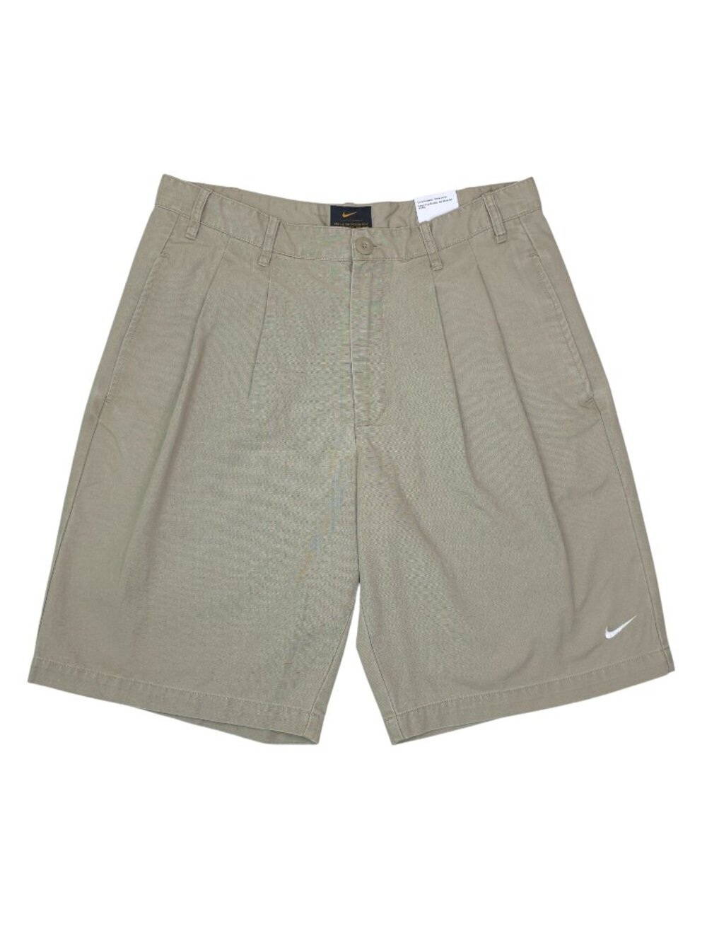 Vintage Nike Mens Loose Fit Pleated Khaki Shorts Size 34 Cotton Durable Casual